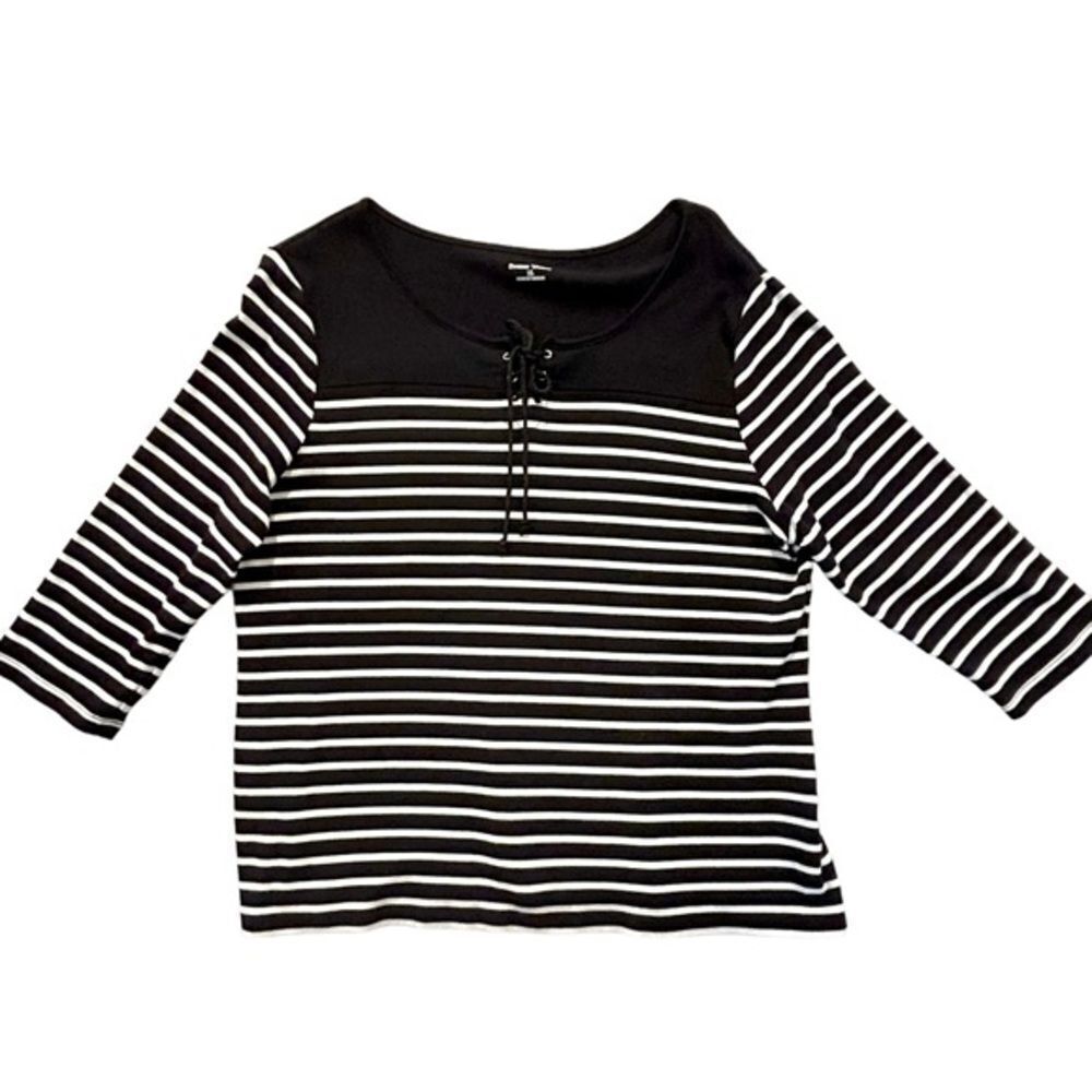 Studio Works Black & White Striped Top XL